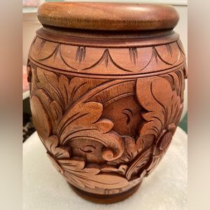 Hand Carved Exotic Wood Vase Made from Mahogany Wood from Indonesia very rare.